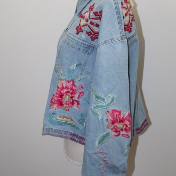 NWT Johnny Was Biya 3JWorkshop JWLA Embroidered Denim Jean Jacket Talulla - Picture 4 of 7